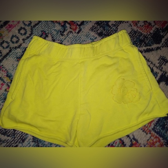 Nike Pants - Women's Nike Yellow Knit Shorts Appliqué Flower Floral Spring '23 Release Sz S